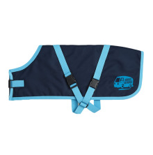 Bl�tt kalvt�cke med ljusbl� kantband och sp�nnen, tryckt med G�rdsservice-logotyp.