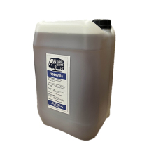 Plastdunk med svart skruvlock inneh�llande G�rdsservice Fodersyra. Etiketten visar produktnamn och information om anv�ndningsomr�de f�r konservering av foder