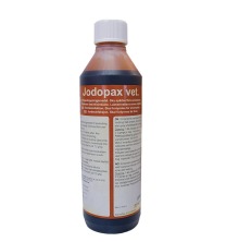 Jodopax vet. 500 ml flaska, koncentrerat desinfektionsmedel f�r djurh�llning och lantbruk, anv�nds utsp�tt f�r juver- och ytdesinfektion.