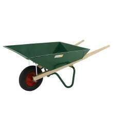 Gr�n skottk�rra Ekeby 150 liter med tr�handtag och kraftigt hjul, rymlig modell f�r tr�dg�rd och lantbruk