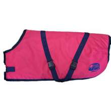 Rosa kalvt�cke med m�rkbl� sp�nnen och G�rdsservice-logga f�r v�rme och skydd till kalvar