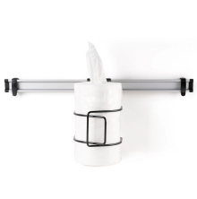 Toolflex h�llare f�r burkar, papper och torkrullar monterad p� skena i mj�lkrum eller stallmilj�