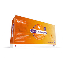 F�rpackning av Intra Chickpaper Strong � str�papper f�r nykl�ckta kycklingar som fr�mjar tidigt foderintag och b�ttre tillv�xt i fj�derf�stall