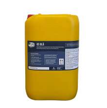 Gul plastdunk med GS Bl�, koncentrerat reng�rings- och desinfektionsmedel f�r mj�lkningsanl�ggningar